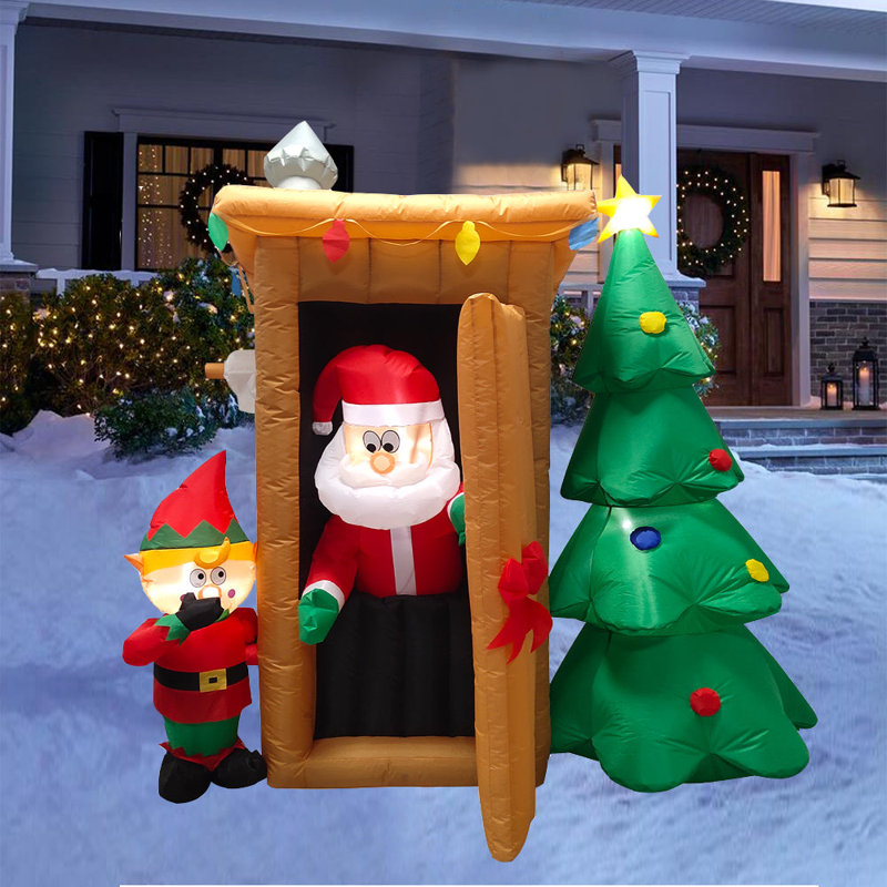 The Holiday Aisle® Animated Santa in Outhouse Inflatable & Reviews